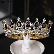 Janevini 2018 luxuoso borgonha completa redonda tiara casamento coroas princesa pageant headpieces nupcial strass acessórios de cabelo 2024 - compre barato