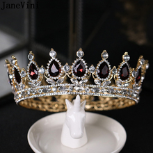 JaneVini 2018 Luxurious Burgundy Full Round Wedding Tiara Crowns Princess Pageant Headpieces Bridal Rhinestone Hair Accessories 2024 - buy cheap