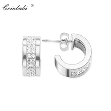 Hinged Hoop White CZ Pave Trendy Earring For Women  High Quality Europe Style 925 Sterling Silver Zirconia Fashion Jewelry 2024 - buy cheap
