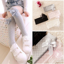 Toddlers Girls Long socks Lovely Baby Kids Bowknot Cotton Plaids Socks School girls High Knee legwarmer for 3~8 Years 2024 - buy cheap