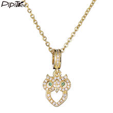 Pipitree Green CZ Eye Owl Pendant Necklaces for Women Men Trendy AAA Zircon Crystal Animal Necklace Copper Jewelry Collier Femme 2024 - buy cheap