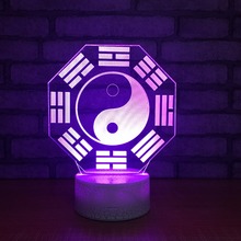 7 cambio de Color 3D creativo Tai Chi Modelo USB LED noche Interruptor táctil para luz casa decoración creativa acrílico lámpara de escritorio para el regalo de los niños 2024 - compra barato