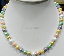 ! Разноцветное жемчужное ожерелье с морской раковиной 8 мм 18 дюймов JT6584 2024 - купить недорого