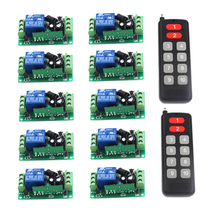 Novo controle remoto sem fio dc 12v 10ch 10 canais rf interruptor 2 transmissores + 10 receptor sku: 5447