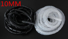 SWB-10 de envoltura en espiral, diámetro de 10mm, longitud de 10M, carcasa de Cable blanco y negro, envoltura en espiral de tubo de bobinado 2024 - compra barato