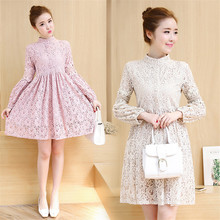 New Autumn Chic Women Long Sleeve Lace Dresses Stand Collar Bodycon Slim A-line Dress Mini Sexy Club Dress Winter BottomingWZ147 2024 - buy cheap