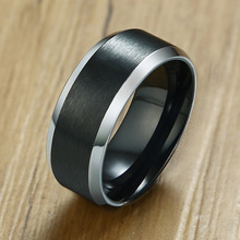 Anel de casamento para homens preto, anel clássico de aço inoxidável matte acabado 2024 - compre barato