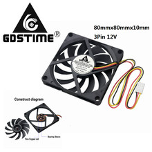 Gdstime-ventilador de refrigeración de 80mm x 80mm x 10mm, 3 cables de CC de 12V y 3 pines, 2 piezas, para PC, CPU, caja, refrigerador 8010 2024 - compra barato
