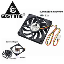 2 Pieces Gdstime 80mmx80mmx10mm Cooling Fan 80mm x 10mm DC 12V 3Pin Three Wires For PC CPU Case Cooler 8010 2024 - buy cheap