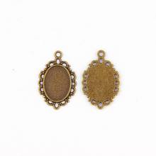 Fit 13x18mm Oval Flower Antique Bronze Pendants Setting Cabochon Cameo Base Tray Bezel Blank DIY Jewelry  Findings 2024 - buy cheap