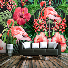 Personalizado 3d papel de parede TV fundo da parede de estilo Nórdico flamingo planta natural-Saudável seda material à prova d' água 2024 - compre barato