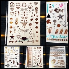 Adesivos de tatuagem temporária metálica e dourada, adesivos pequenos com flechas de ponta, arte corporal para mulheres, braço, 1 peça 2024 - compre barato