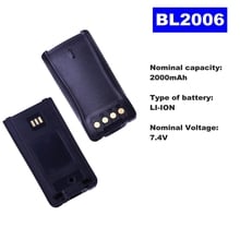 7,4 V 2000mAh литий-ионная Радио батарея BL-2006 для HYT Walkie Talkie PD780/PD780G PD700/PD700S двухстороннее радио 2024 - купить недорого