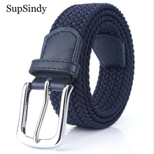 SupSindy fashion Men Women jeans belts Canvas Plain Webbing Metal Pin Buckle nylon Woven Stretch luxury brand belts elastic belt 2024 - buy cheap