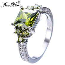 JUNXIN  Fashion Jewelry Square Peridot Wedding Promise Ring Gold Filled CZ Engagement Rings For Men And Women Anel Aneis RW1304 2024 - buy cheap