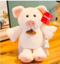 Boneco de pelúcia com desenho de porco, brinquedo macio de desenho animado branco de 28cm w2114 2024 - compre barato