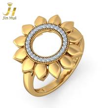 Jinhui Women The Sunflower of Loyalty Ring Solid 18K Yellow 750 Gold 0.14CT Natural Diamond  Jewelry  Free Engraving 2024 - buy cheap