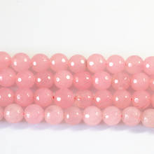 Natural stone faceted round dyed pink jades crystal 4 6 8 10 12mm chalcedony loose beads high grade jewelry findings 15inch B07 2024 - buy cheap