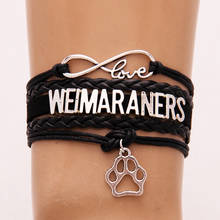 Infinity love Weimaraners Bracelet & bangles Pet Dog Paw Charm leather wrap rope jewelry for women men drop shipping 2024 - buy cheap