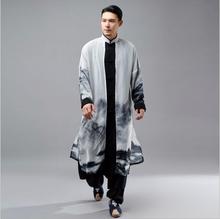 Ropa tradicional China para hombres, bata larga vintage de gasa, ropa budista China, bata zen 2024 - compra barato
