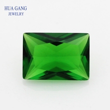 Gemas sintéticas para joyería, cuentas de vidrio sueltas cortadas en forma rectangular de Color verde, tamaño 2x3 ~ 12x16mm, envío gratis 2024 - compra barato