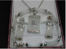 Charming-collar de plata tibetana con jades blancos reales, pulsera para pendientes, Envío Gratis 2024 - compra barato