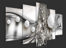 5 Pieces Abstract Canvas Painting Modern Metallic Wall Art White Ball Posters and Prints Modular Pictures for Bedroom Home Decor 2024 - buy cheap