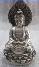 La antigua escultura china de Buda ha Chapado en plata, latón 2024 - compra barato