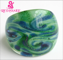 Anillo de cristal de Murano hecho a mano, diseño de nube azul y verde, serpiente roja 2024 - compra barato