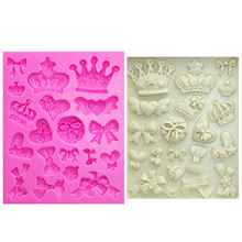 M0226 Cartoon Crown & Bow Tie Silicone Fondant Cake Mold Cupcake Jelly Candy Chocolate cake Decoration Baking Tool Moulds 2024 - buy cheap
