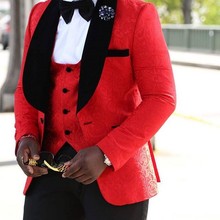 Brand New Groomsmen Shawl Lapel Groom Tuxedos Red/White/Black Men Suits Wedding Best Man Blazer (Jacket+Pants+Tie+Vest) C45 2024 - buy cheap