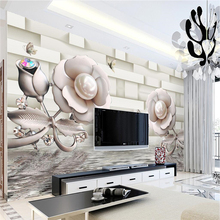 beibehang Custom  3d wall paper 3d stereo rose water reflection wall paper wallpaper living room sofa bedroom TV wall 2024 - buy cheap