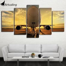 HD impreso 5 piezas de arte de lona avión pintura de puesta del sol de pared para sala de decoración envío gratis CU-2946C 2024 - compra barato