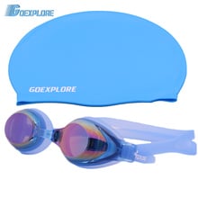 Goexplore Swimming Cap+Swimming Goggles Men Women Adult Free size Waterproof Sports Swim Pool Swimwear Swim glasses 2024 - buy cheap