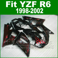 New arrival Plastic parts for YAMAHA R6 fairing kit 98-02r black red flame  YZF R6 fairings1998 1999 2000 2001 2002 bodywork 2024 - buy cheap