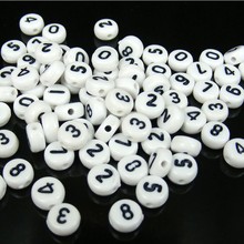 Wholesale 4*7mm 500pcs White Acrylic Spacer Loose Round Flat Number Beads Jewelry Making Accessories LB-37 2024 - buy cheap