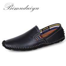 BIMUDUIYU Genuine Leather Moccasins Comfy Breathable Slip On Boat Shoes High Quality Mens Loafers Flats Breathable Casual Shoes 2024 - buy cheap