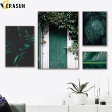 Green Leaves Door Motivational Quotes Wall Art Canvas Painting Nordic Posters And Prints Wall Pictures For Living Room Decor 2024 - buy cheap