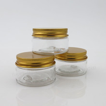 60pcs/lot 30g Portable Empty PET plastic jars with aluminum gold lids 1oz Clear pots cosmetic Container 2024 - buy cheap