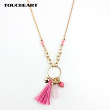 TOUCHEART-collar largo y frío para mujer, Gargantilla con borlas y colgantes de piedra Natural rosa, joyería bohemia de amor, bisutería para mujer SNE160050 2024 - compra barato