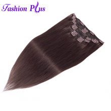 Fashion Plus-extensiones de cabello humano Remy, accesorio hecho a máquina de Brasil, 120g, Natural, liso, 7 unids/set 2024 - compra barato