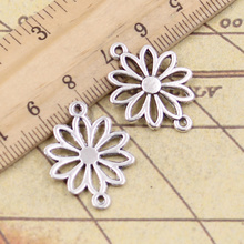 30pcs Charms Flower Connector 25x19mm Tibetan Bronze Silver Color Pendants Antique Jewelry Making DIY Handmade Crafts 2024 - buy cheap