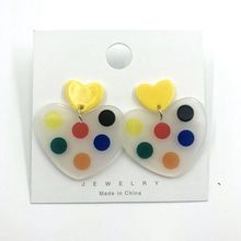 Geometric Heart Round Square Earrings Korean Fashion Acrylic Dot Women Earrings 2024 - buy cheap