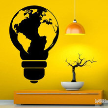 Large World Map Wall Decal Light Bulb Shape Map Art Design Mural Design Interior School Home Bedroom Living Room Decor C49 2024 - buy cheap