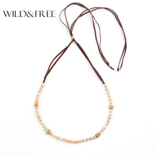 Wild&Free Fashion Beaded Long Necklace&Pendant Adjustable Colorful Stone Wooden Bead Chain Necklace Choker Jewelry 2024 - buy cheap