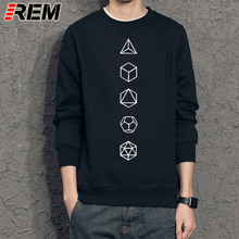 REM Fashion O-Neck Hoodies Screw Neck Platonic Solids Sacred Geometry Evolution man Popular Unique man Sweatshirt 2024 - buy cheap