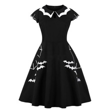 Plus Size Short Sleeve Gothic Dress Black Elegant Summer Harajuku Gothic Clothes Vintage High Waist A-Line Goth Party Dresses 2024 - buy cheap
