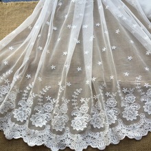 Tela de encaje francés, tejido de encaje de novia, tela de encaje bordado de dos bordes 2024 - compra barato