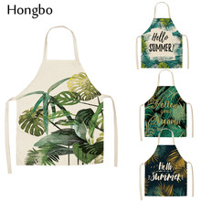 1 pcs mulher tropical monstera cactus algodão linho aventais para cozinha 66x47cm casa cozinhar cozimento limpeza acessórios 2024 - compre barato