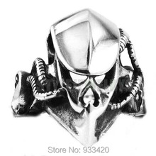 Wholesale  Alien Skull Biker Ring Stainless Steel Jewelry Punk Motor Biker Skull Ring SWR0356B 2024 - buy cheap